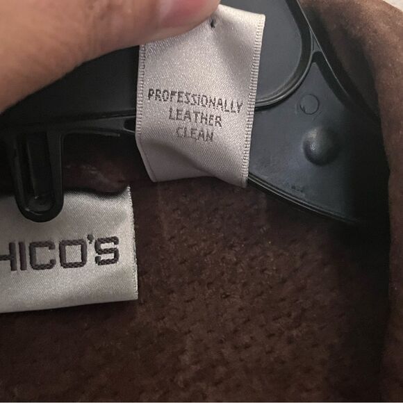 Chico's Metallic Brown Nylon and Leather Jacket Zip Front Jacket Size 1/Medium - Picture 6 of 12